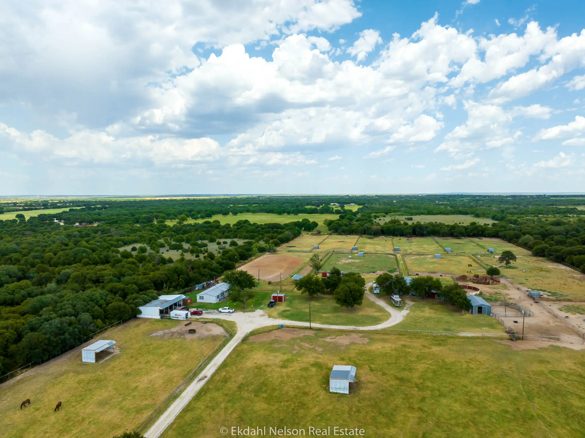 Aerial image of a ranch to convey Ranches for Sale in Anson - Ekdahl Nelson Real Estate